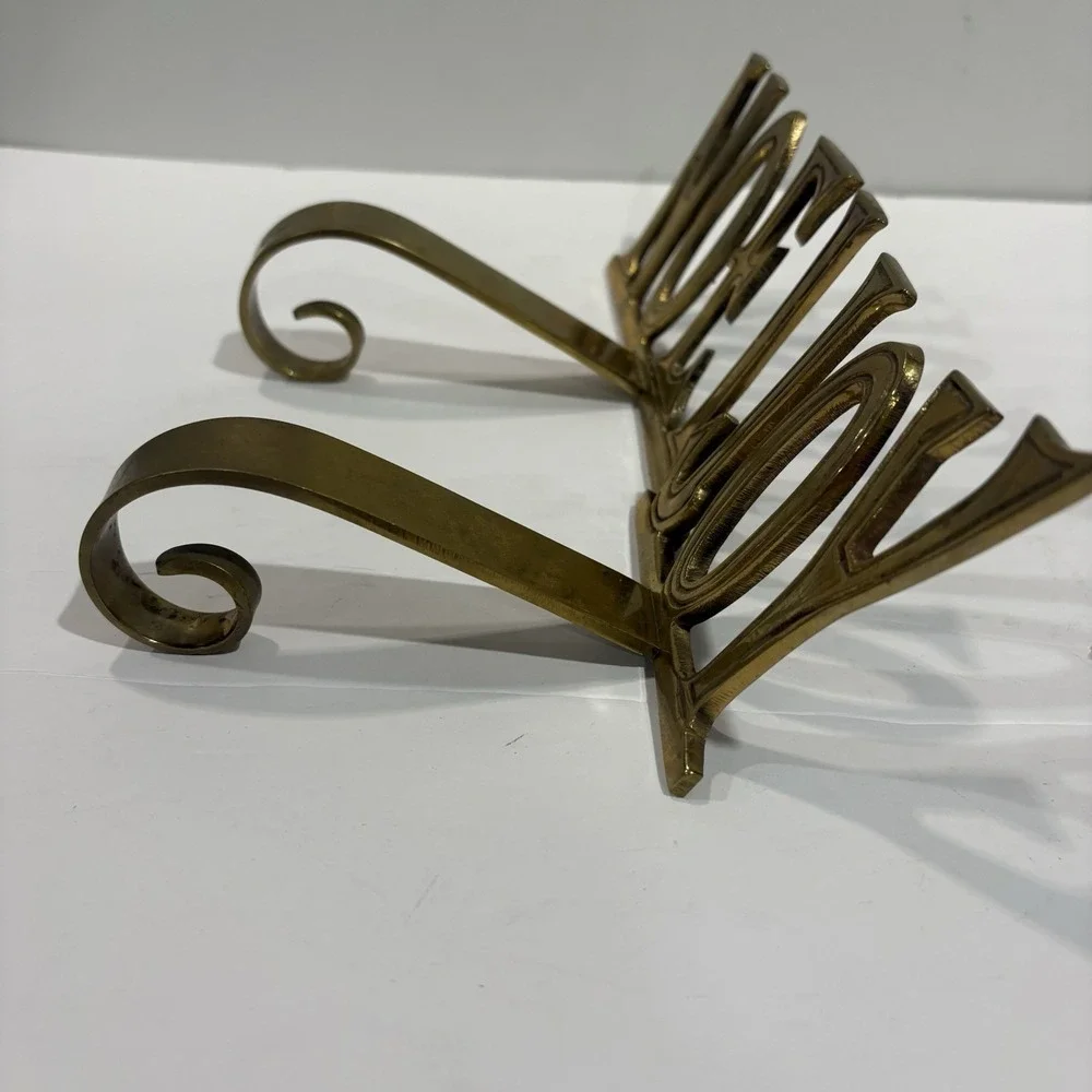 Vintage Brass Christmas Stocking Hangers Lot Of 2 Noel Joy 4
